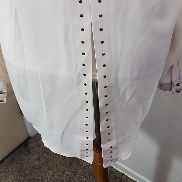 Daytrip semi-sheer long sleeve creme studded lightweight blouse size XL NWT - Picture 8 of 14